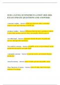  OCR A LEVEL ECONOMICS LATEST 2025-2026 EXAM UPDATE QUESTIONS AND ANSWERS 