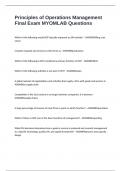 Principles of Operations Management Final Exam MYOMLAB Questions