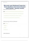 Wisconsin Lead Abatement Supervisor -  Exam Questions and Correct Answers&sol;  Latest Update &sol; Already Graded