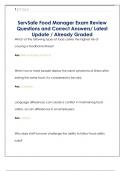 ServSafe Food Manager Exam Review  Questions and Correct Answers&sol; Latest  Update &sol; Already Graded