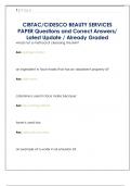 CIBTAC&sol;CIDESCO BEAUTY SERVICES  PAPER Questions and Correct Answers&sol;  Latest Update &sol; Already Graded