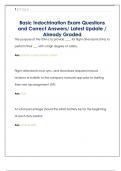 Basic Indoctrination Exam Questions  and Correct Answers&sol; Latest Update &sol;  Already Graded