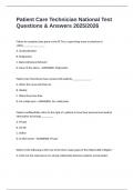 Patient Care Technician National Test Questions & Answers 2025&sol;2026