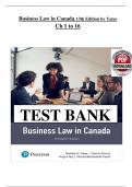 TEST BANK Business Law in Canada 13 Edition by Richard Yates All Chapters 1 to 16 Complete