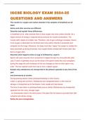 IGCSE BIOLOGY EXAM 2024-25 QUESTIONS AND ANSWERS 