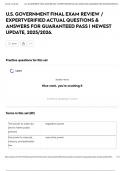 U&period;S&period; GOVERNMENT FINAL EXAM REVIEW &sol; EXPERTVERIFIED ACTUAL QUESTIONS & ANSWERS FOR GUARANTEED PASS &vert; NEWEST UPDATE&comma; 2025&sol;2026&period;