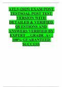 ATLS &lpar;2025&rpar; EXAM POST TESTSOAL POST TEST VERSION WITH DETAILED & VERIFIED QUESTIONS AND ANSWERS VERIFIED BY EXPERT &period;&period;&period;GRADE A&plus; 100&percnt; GUARANTEED SUCCESS
