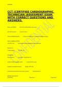 CCT &lpar;CERTIFIED CARDIOGRAPHIC TECHNICIAN &rpar;ASSESMENT EXAM WITH CORRECT QUESTIONS AND ANSWERS&period;