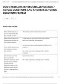 DOD CYBER AWARENESS CHALLENGE 2025 &sol; ACTUAL QUESTIONS AND ANSWERS &lpar;A&plus; GUIDE SOLUTION&rpar; NEWEST