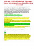  NEI Test 4&colon; ADHD&comma; Dementia&comma; Substance Abuse & Impulsive-Compulsive Disorders &ndash; Answered 