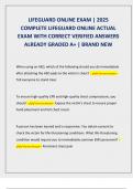 LIFEGUARD ONLINE EXAM &vert; 2025  COMPLETE LIFEGUARD ONLINE ACTUAL  EXAM WITH CORRECT VERIFIED ANSWERS  ALREADY GRADED A&plus; &vert; BRAND NEW