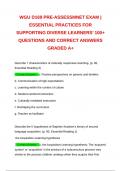 WGU D169 PRE-ASSESSMNET EXAM &vert; ESSENTIAL PRACTICES FOR SUPPORTING DIVERSE LEARNERS&rsquo; 100&plus; QUESTIONS AND CORRECT ANSWERS GRADED A&plus;