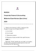 BUS524 Corporate Finance & Accounting &lpar;EU&rpar; Midterms Exam Review 2025 &lpar;Qns & Ans