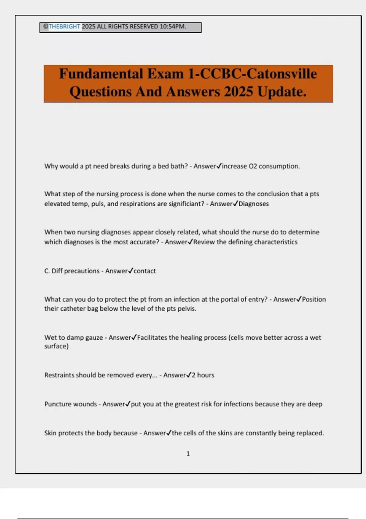 Fundamental Exam 1CCBCCatonsville Questions And Answers 2025 Update