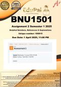 BNU1501 Assignment 2 &lpar;COMPLETE ANSWERS&rpar; Semester 1 2025 &lpar;199915&rpar;- DUE 1 April 2025