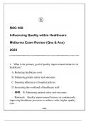 NSG 468 Influencing Quality within HC &lpar;UoP&rpar; Midterms Exam Review 2025 &lpar;Qns & Ans&rpar;