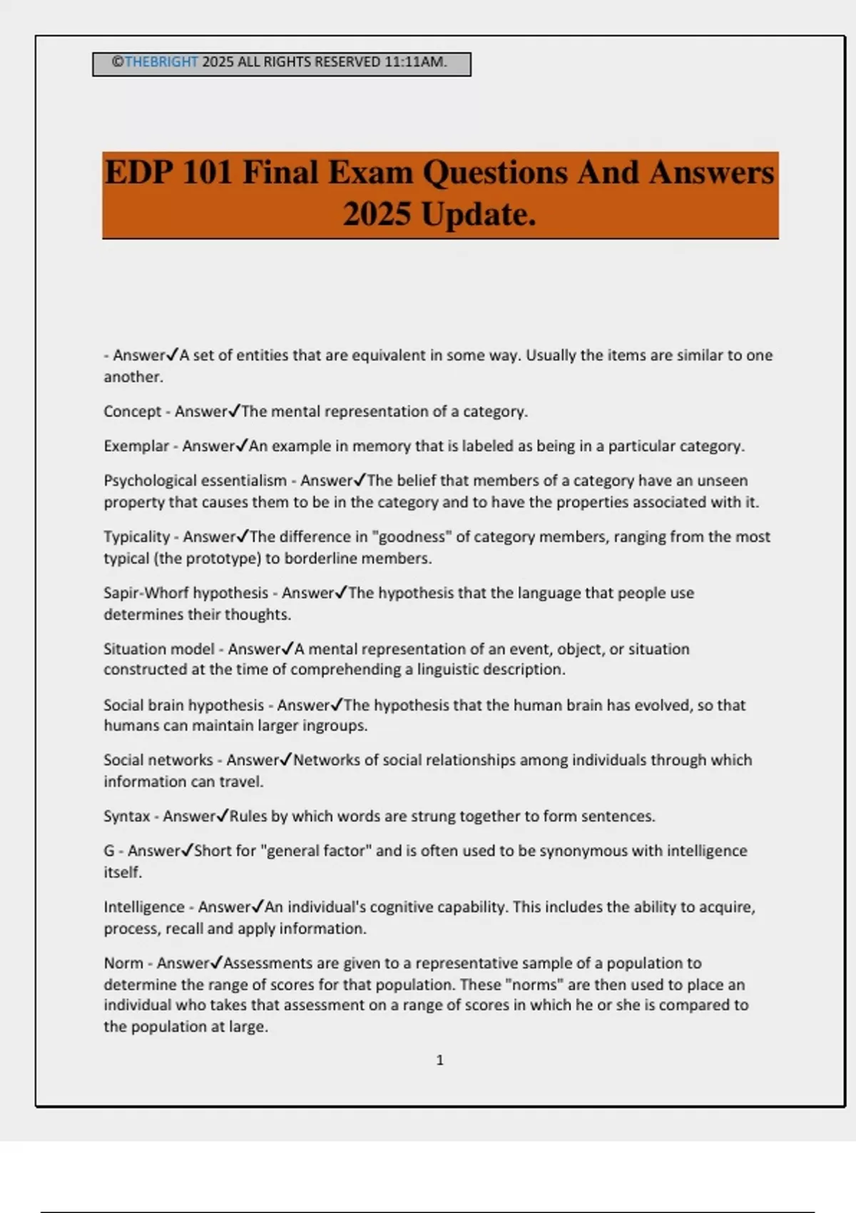 EDP 101 Final Exam Questions And Answers 2025 Update. - EDP 101 - Stuvia US