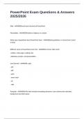 PowerPoint Exam Questions & Answers 2025&sol;2026