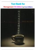 Test Bank for  Management 7th Edition by Chuck Williams isbn-9781111969813 All Chapters 1-18 Complete Verified Guide Graded A&plus;