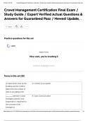 Crowd Management Certification Final Exam &sol; Study Guide &sol; Expert Verified Actual Questions & Answers for Guaranteed Pass &sol; Newest Update&comma; &period;