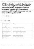 CIPP&sol;E Certification from IAPP &lpar;Questionnaire aimed at preparing for the CIPP&sol;E &lpar;Certified Information Privacy Professional &sol; Europe&rpar; certification from the IAPP &lpar;International Association of Privacy Professionals&rpar; Sources&colon; - European Privacy &sol; Law and Pr