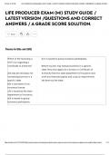 LIFE PRODUCER EXAM &lpar;MI&rpar; STUDY GUIDE &sol; LATEST VERSION &sol;QUESTIONS AND CORRECT ANSWERS &sol; A GRADE SCORE SOLUTION&period;