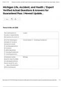 Michigan Life&comma; Accident&comma; and Health &sol; Expert Verified Actual Questions & Answers for Guaranteed Pass &vert; Newest Update&comma; &period;