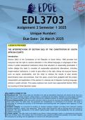 EDL3703 Assignment 2 &lpar;ANSWERS&rpar; Semester 1 2025 - DISTINCTION GUARANTEED