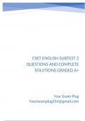 CSET English subtest 2 Questions and Complete Solutions Graded A&plus;