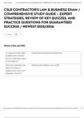 CSLB CONTRACTOR'S LAW & BUSINESS EXAM &sol; COMPREHENSIVE STUDY GUIDE &ndash; EXPERT STRATEGIES&comma; REVIEW OF KEY QUIZZES&comma; AND PRACTICE QUESTIONS FOR GUARANTEED SUCCESS &sol; NEWEST 2025&sol;2026&period;