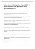 AQA A Level Geography Paper 2 River Restoration Exam Questions With Assured Answers