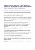 AQA A LEVEL PHYSICS PAPER 1 EXAM QUESTIONS AND DETAILED ANSWERS&vert; ACCURATE ACTUAL EXAM WITH FREQUENTLY TESTED QUESTIONS 