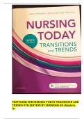 TEST BANK FOR NURSING TODAY TRANSITION AND TRENDS 9TH EDITION BY ZERWEKH All chapters