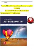 Solution Manual for Introduction to Business Analytics&comma;  1st Edition By Vernon Richardson and Marcia Watson Verified Chapter's 1 - 12 &vert; Complete&emsp;
