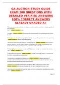 GA AUCTION STUDY GUIDE EXAM 200 QUESTIONS WITH DETAILED VERIFIED ANSWERS 100&percnt; CORRECT ANSWERS ALREADY GRADED A&plus;
