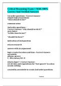 Critical Reasoning Exam 1 With 100&percnt; Correct And Verified Answers