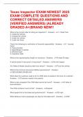 Texas Inspector EXAM NEWEST 2025 EXAM COMPLETE QUESTIONS AND CORRECT DETAILED ANSWERS &lpar;VERIFIED ANSWERS&rpar; &vert;ALREADY GRADED A&plus;&vert;BRAND NEW&excl;&excl;