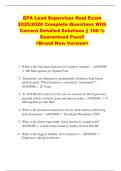 EPA Lead Supervisor Real Exam  2025&sol;2026 Complete Questions With  Correct Detailed Solutions &vert;&vert; 100 &percnt;  Guaranteed Pass&excl;&excl;   <Brand New Version> 