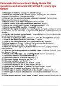Paramedic Entrance Exam Study Guide 200 questions and answers all verified A&plus; study tips NEW&excl;&excl;&excl;&period;pdf