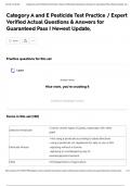 Category A and E Pesticide Test Practice &sol; Expert Verified Actual Questions & Answers for Guaranteed Pass &vert; Newest Update&comma;