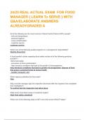 24&sol;25 REAL ACTUAL EXAM  FOR FOOD  MANAGER &lbrace; LEARN To SERVE &rcub; WITH  Q&A&sol;ELABORATE ANSWERS  ALREADYGRADED A 