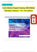Test Bank Lewis Medical-Surgical Nursing&colon; Assessment and Management of Clinical Problems 12th Edition By Harding & Kwong