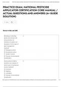 PRACTICE EXAM&comma; NATIONAL PESTICIDE APPLICATOR CERTIFICATION CORE MANUAL &sol; ACTUAL QUESTIONS AND ANSWERS &lpar;A&plus; GUIDE SOLUTION&rpar;