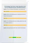 Victimology Final Exam Latest Questions And  Correct Detailed Answers &lpar;Verified Answers&rpar; 