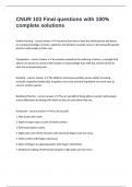 CNUR 103 Final questions with 100&percnt; complete solutions