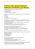 Practice Exam&comma; National Pesticide  Applicator Certification Core Manual questions and answers 