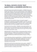 TN REAL ESTATE STATE TEST QUESTIONS & ANSWERS &lpar;RATED A&plus;&rpar;