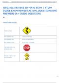 VIRGINIA DRIVERS ED FINAL EXAM &sol; STUDY  GUIDE EXAM NEWEST ACTUAL QUESTIONS AND  ANSWERS &lpar;A&plus; GUIDE SOLUTION&rpar; 