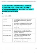 TEXAS ALL LINES ADJUSTER TEST &sol; EXPERT  VERIFIED ACTUAL QUESTIONS & CORRECT  DETAILED ANSWERS FOR GUARANTEED PASS &vert;  NEWEST UPDATE 2025 