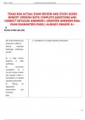 TEXAS RDA ACTUAL EXAM REVIEW AND STUDY GUIDE  NEWEST VERSION WITH COMPLETE QUESTIONS AND  CORRECT DETAILED ANSWERSVERIFIED ANSWERS REAL  EXAM GUARANTEED PASS&vert;&vert; ALREADY GRADED A&plus; 